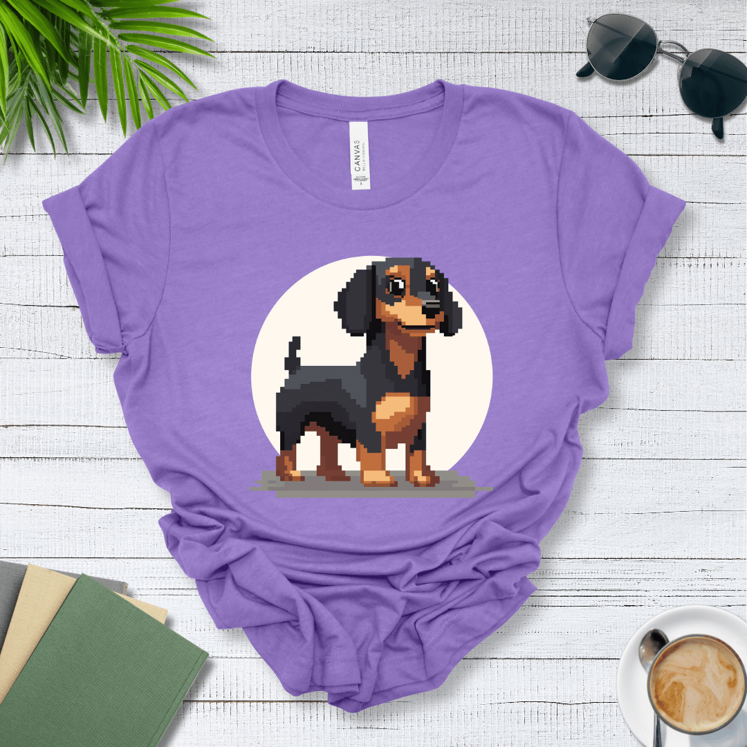 T-Shirt Heather Team Purple / S Pixel Town Dachshund Premium Unisex Tee - Fun Casual Wear for Dog Lovers --reallyintothat