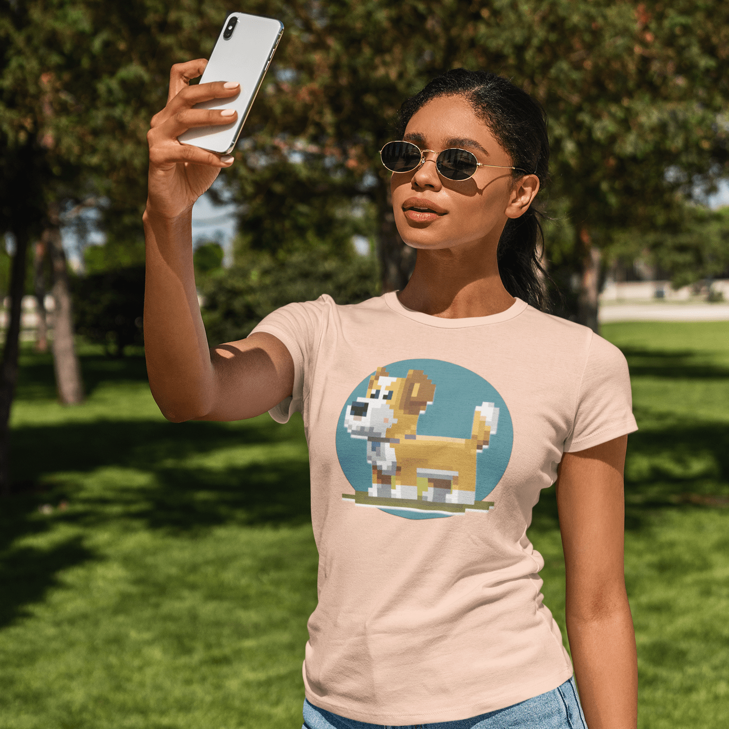 T-Shirt Pixel Town Jack Russell Premium Unisex Tee - Fun Casual Wear for Dog Lovers --reallyintothat