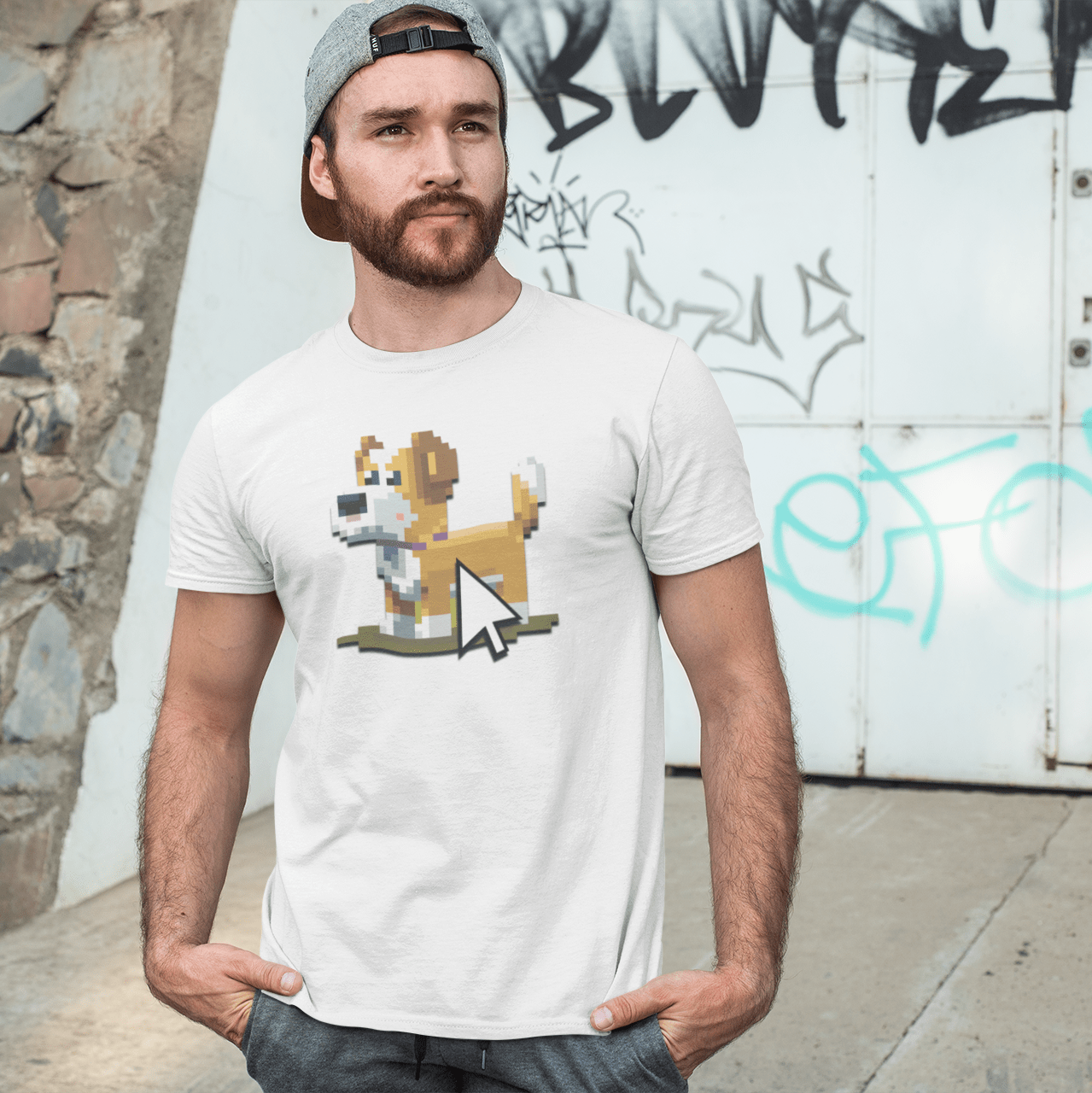 T-Shirt Pixel Town Mouse Face Premium Unisex Tee - Fun Casual Wear for Dog Lovers --reallyintothat