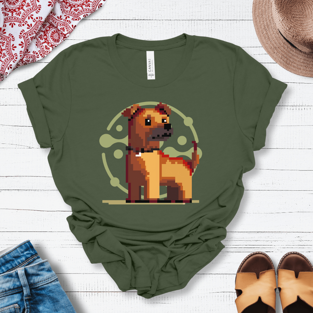 T-Shirt Military Green / S Pixel Town Pup Premium Unisex Tee - Fun Casual Wear for Dog Lovers --reallyintothat