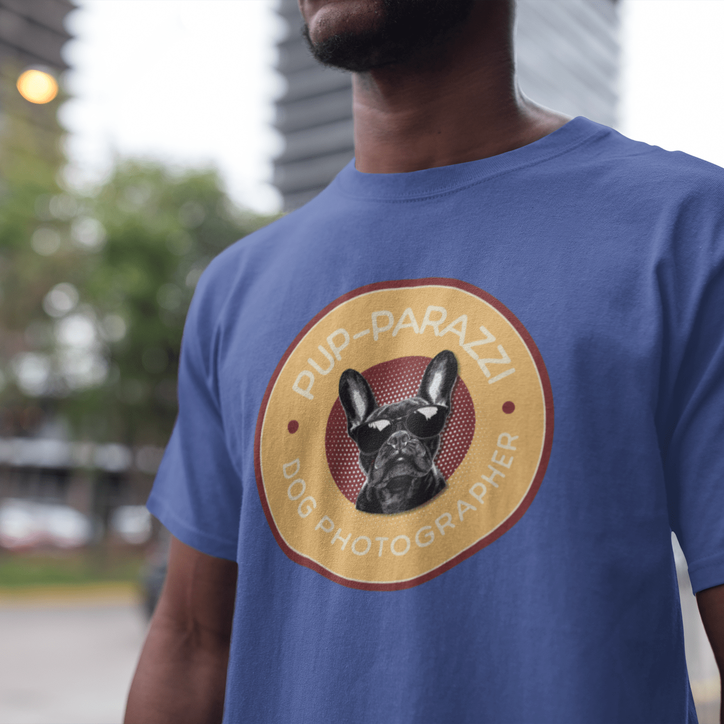 T-Shirt Pup-parazzi French Bull Dog Wearing Sunglasses Premium Unisex Tee - Fun Casual Wear for Dog Lovers --reallyintothat