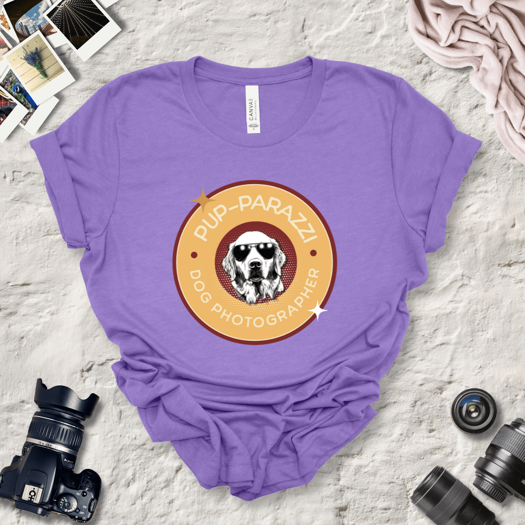 T-Shirt Heather Team Purple / S Pup-parazzi Golden Retreiver Wearing Sunglasses Premium Unisex Tee - Fun Casual Wear for Dog Lovers --reallyintothat