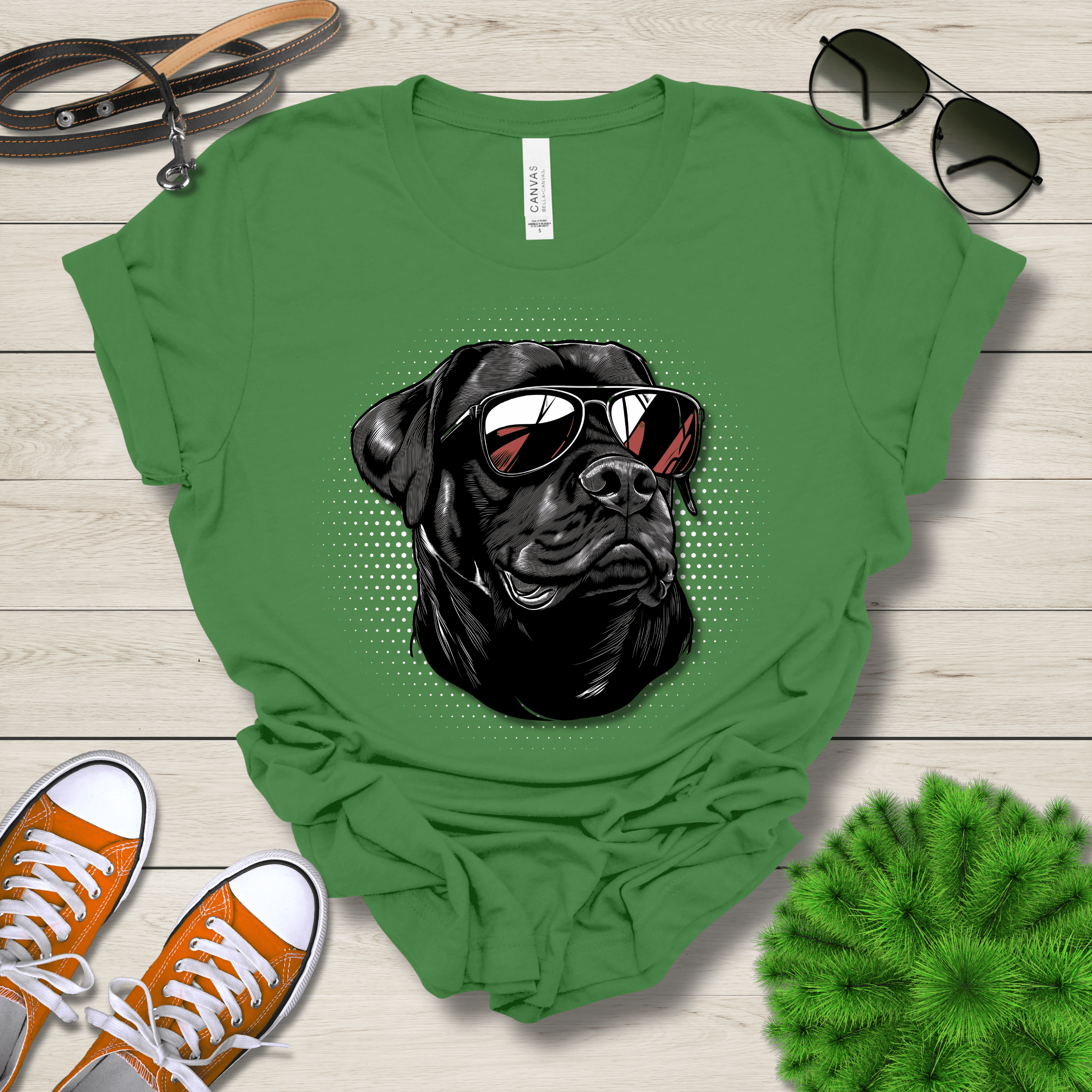 T-Shirt Leaf / S Rottweiler Top Dog Cool Dog with Sunglasses Premium Unisex Tee --reallyintothat